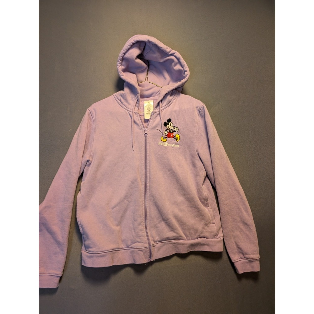 Disney Walt Disney World Mickey Mouse Hoodie Women Medium Purple Fleece Full Zip